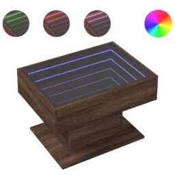 Berkfield Home Coffee Table with LED Brown Oak 70x50x45 cm Engineered Wood - Size: 70 x 50 x 45 cm - thumbnail 2