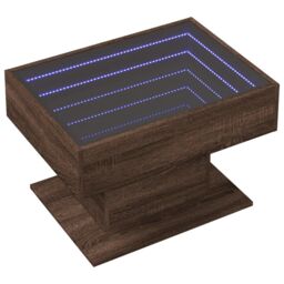 Berkfield Home Coffee Table with LED Brown Oak 70x50x45 cm Engineered Wood - Size: 70 x 50 x 45 cm - thumbnail 3