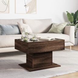 Berkfield Home Coffee Table with LED Brown Oak 70x50x45 cm Engineered Wood - Size: 70 x 50 x 45 cm - thumbnail 4