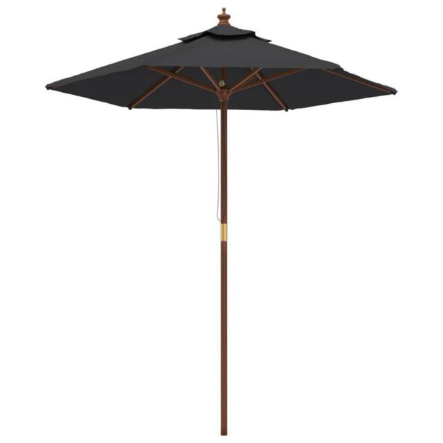 Berkfield Home Garden Parasol with Wooden Pole Black 196x231 cm - image 1