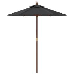 Berkfield Home Garden Parasol with Wooden Pole Black 196x231 cm - thumbnail 4