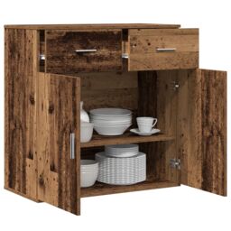 Berkfield Home Sideboard with Drawer with Shelf with Storage with Door Old wood Engineered wood in Brown - thumbnail 3