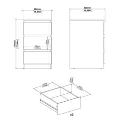 Wyld Haus Budapest Matt Black 3 Drawer Bedside Table - thumbnail 8