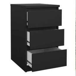 Wyld Haus Budapest Matt Black 3 Drawer Bedside Table - thumbnail 5