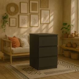 Wyld Haus Budapest Matt Black 3 Drawer Bedside Table
