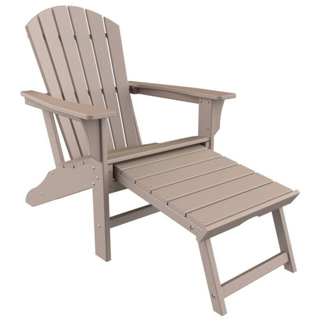 Mona Vale Furniture All-Weather Outdoor Foldable Adirondack Lounge Chair with Footrest in Khaki - Size: 1 Seater - image 1