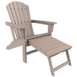 Mona Vale Furniture All-Weather Outdoor Foldable Adirondack Lounge Chair with Footrest in Khaki - Size: 1 Seater - thumbnail 1