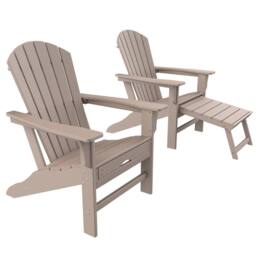 Mona Vale Furniture All-Weather Outdoor Foldable Adirondack Lounge Chair with Footrest in Khaki - Size: 1 Seater - thumbnail 7