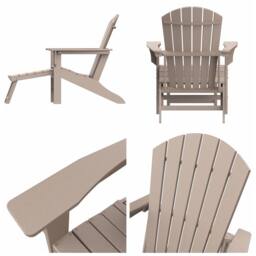 Mona Vale Furniture All-Weather Outdoor Foldable Adirondack Lounge Chair with Footrest in Khaki - Size: 1 Seater - thumbnail 9