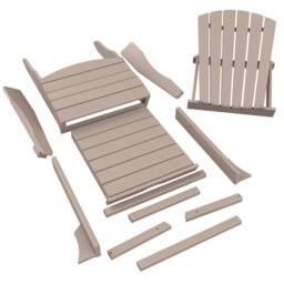 Mona Vale Furniture All-Weather Outdoor Foldable Adirondack Lounge Chair with Footrest in Khaki - Size: 1 Seater - thumbnail 8
