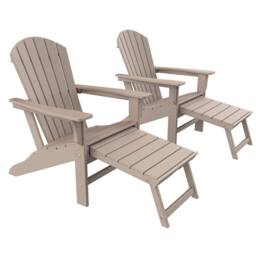 Mona Vale Furniture All-Weather Outdoor Foldable Adirondack Lounge Chair with Footrest in Khaki - Size: 1 Seater - thumbnail 6