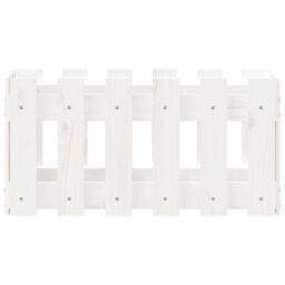 Berkfield Home Garden Planter with Fence Design White 60x30x30 cm Solid Wood Pine - Size: 60 x 30 x 30 cm - thumbnail 5