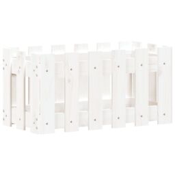 Berkfield Home Garden Planter with Fence Design White 60x30x30 cm Solid Wood Pine - Size: 60 x 30 x 30 cm - thumbnail 2