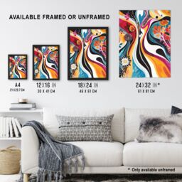 "Artery8 Bright Colourful Psychedelic Floral Painting Wall Art Print - Size: W18"" x H24""" - thumbnail 3