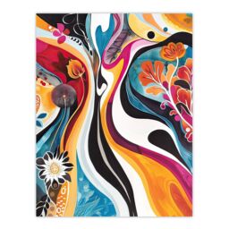 "Artery8 Bright Colourful Psychedelic Floral Painting Wall Art Print - Size: W18"" x H24""" - thumbnail 1