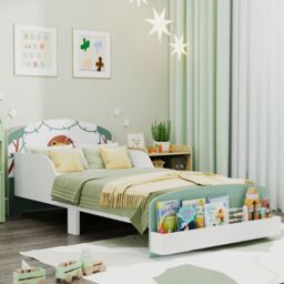 AIYAPLAY Toddler Bed, Themed Kids Bed Frame with Storage in Green