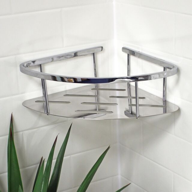 Showerdrape Contempo Wall Mounted Stainless Steel Chrome Large Basket in Silver - image 1
