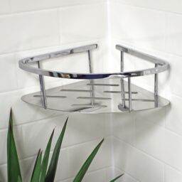 Showerdrape Contempo Wall Mounted Stainless Steel Chrome Large Basket in Silver - thumbnail 1
