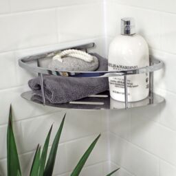 Showerdrape Contempo Wall Mounted Stainless Steel Chrome Large Basket in Silver - thumbnail 2
