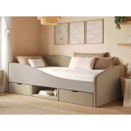 Flair Aubrey Velvet Storage Low Sleeper Bed with Beige Cord - Size: Single