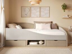 Flair Aubrey Velvet Storage Low Sleeper Bed with Beige Cord - Size: Single - thumbnail 3