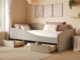 Flair Aubrey Velvet Storage Low Sleeper Bed with Beige Cord - Size: Single - thumbnail 2
