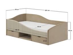Flair Aubrey Velvet Storage Low Sleeper Bed with Beige Cord - Size: Single - thumbnail 8