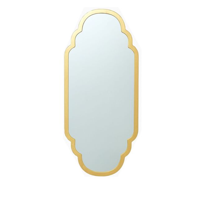 Melody Maison Gold Foiled Curved Scalloped Framed Wall Mirror 50cm X 100cm - Size: 50 cm X 100 cm - image 1