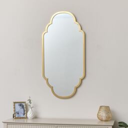 Melody Maison Gold Foiled Curved Scalloped Framed Wall Mirror 50cm X 100cm - Size: 50 cm X 100 cm - thumbnail 5