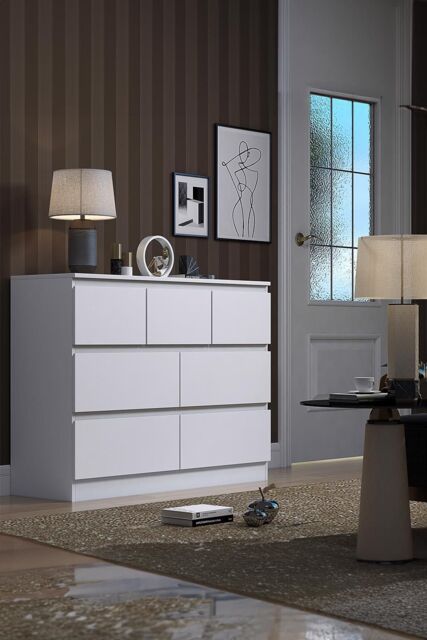 FWStyle 7 Drawer Matt White Merchant Chest Of Drawers - Stora - image 1