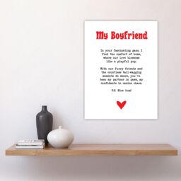 "Artery8 Love Poem Dog Lover Boyfriend Romantic Poetry Fun Wall Art Print in White - Size: W18"" x H24""" - thumbnail 4