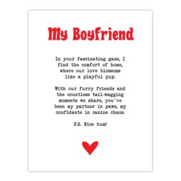 "Artery8 Love Poem Dog Lover Boyfriend Romantic Poetry Fun Wall Art Print in White - Size: W18"" x H24""" - thumbnail 1