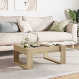 Berkfield Home Decorative Coffee Table with Infinity LED Sonoma Oak 70x53x30 cm in Natural - Size: 70 x 53 x 30 cm - thumbnail 4