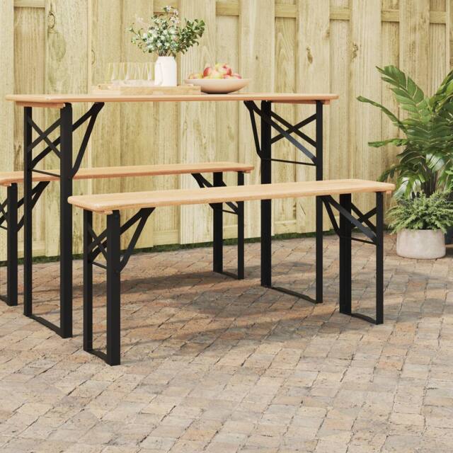 Berkfield Home Beer Bench Legs 2 pcs Foldable Black Powder-coated Steel - image 1