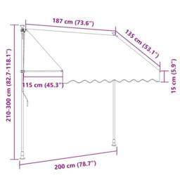 Berkfield Home Manual Retractable Awning with LED 200 cm Blue & White - thumbnail 8