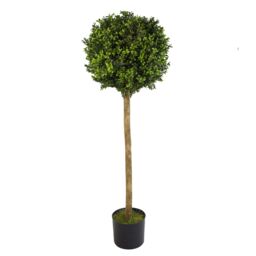 Leaf Artificial Boxwood Buxus Ball Topiary Tree 120cm 4ft Real Wood Trunk Realistic Botanik in Green - thumbnail 1