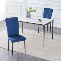 MCC Direct Set of 2 Velvet Dining Chairs Padded Upholstered Accent Chair Elle in Blue - thumbnail 2