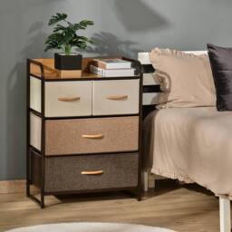 FORGEVIO 4-Drawer Dresser Storage Tower with Steel Frame Wood Top - thumbnail 5