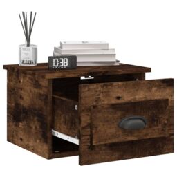 Berkfield Home Wall-mounted Bedside Cabinet Smoked Oak 41.5x36x28cm in Brown - Size: 41.5x36x28 cm - thumbnail 4