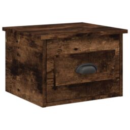 Berkfield Home Wall-mounted Bedside Cabinet Smoked Oak 41.5x36x28cm in Brown - Size: 41.5x36x28 cm - thumbnail 2