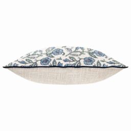Paoletti Delphine Floral 100% Cotton Cushion in Mid Blue - Size: 50 cm x 50 cm - thumbnail 4