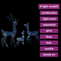 Berkfield Home Acrylic Reindeer Family Christmas Decoration 300 LED Cold White - thumbnail 4