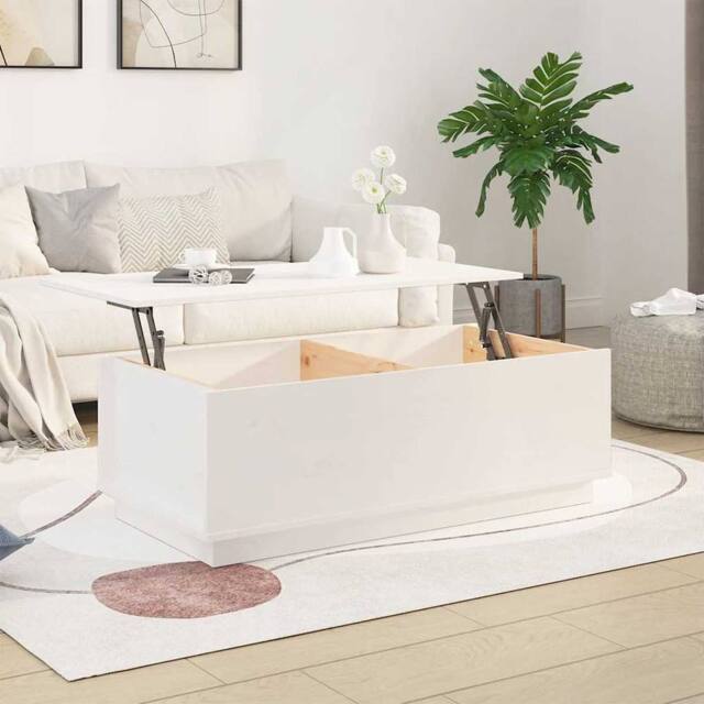 Berkfield Home Beautiful Coffee Table White 100x50x35 cm Solid Wood Pine - Size: 100 x 50 x 35 cm - image 1