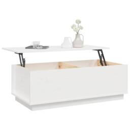 Berkfield Home Beautiful Coffee Table White 100x50x35 cm Solid Wood Pine - Size: 100 x 50 x 35 cm - thumbnail 5