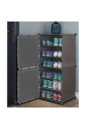 Living and Home 6-Layer Shoes Cabinet Shoe Storage Organizer for Entryway in Dark Grey - thumbnail 2