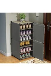 Living and Home 6-Layer Shoes Cabinet Shoe Storage Organizer for Entryway in Dark Grey