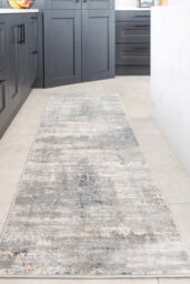 Kukoon Runner Rug Silver Blue Distressed Abstract Long Hallway Rugs - Size: 70 cm x 240 cm - thumbnail 1