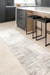 Kukoon Runner Rug Silver Blue Distressed Abstract Long Hallway Rugs - Size: 70 cm x 240 cm - thumbnail 2