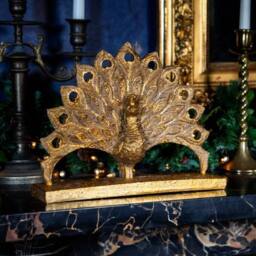 Madison & Mayfair Antique Gold Fan Tail Peacock Ornament - thumbnail 1