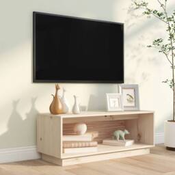 Berkfield Home TV Cabinet 90x35x35 cm Solid Wood Pine in Light Tan - Size: 90 x 35 x 35 cm - thumbnail 7